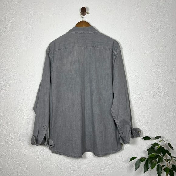 Wrangler Men's XL Indigo Gray Denim Pearl Snap Long Sleeve Western Button Up - Picture 7 of 11